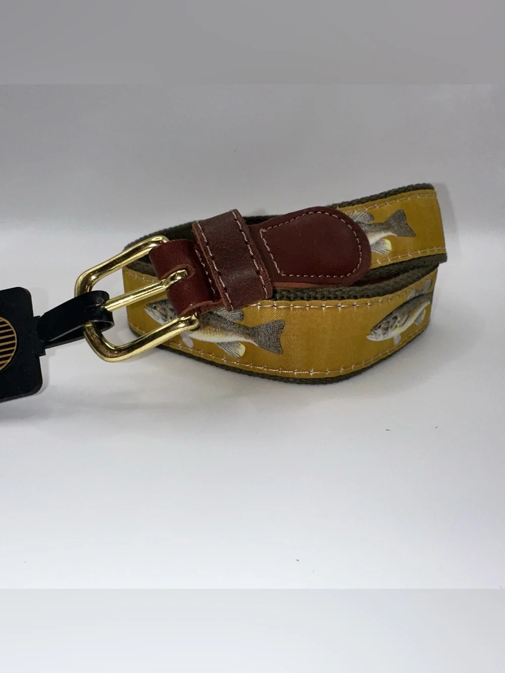 Preston Leather Bass Fishing Size 22 Belt Solid Brass Buckle Kids Made in USA